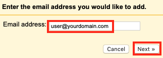 Type in the email address you want to set up 